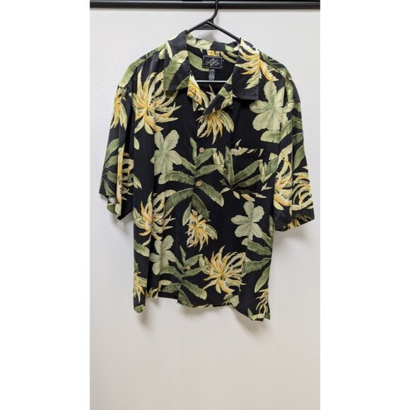 Bermuda Bay Black Hawaiian Button-Down Shirt - Picture 1 of 2